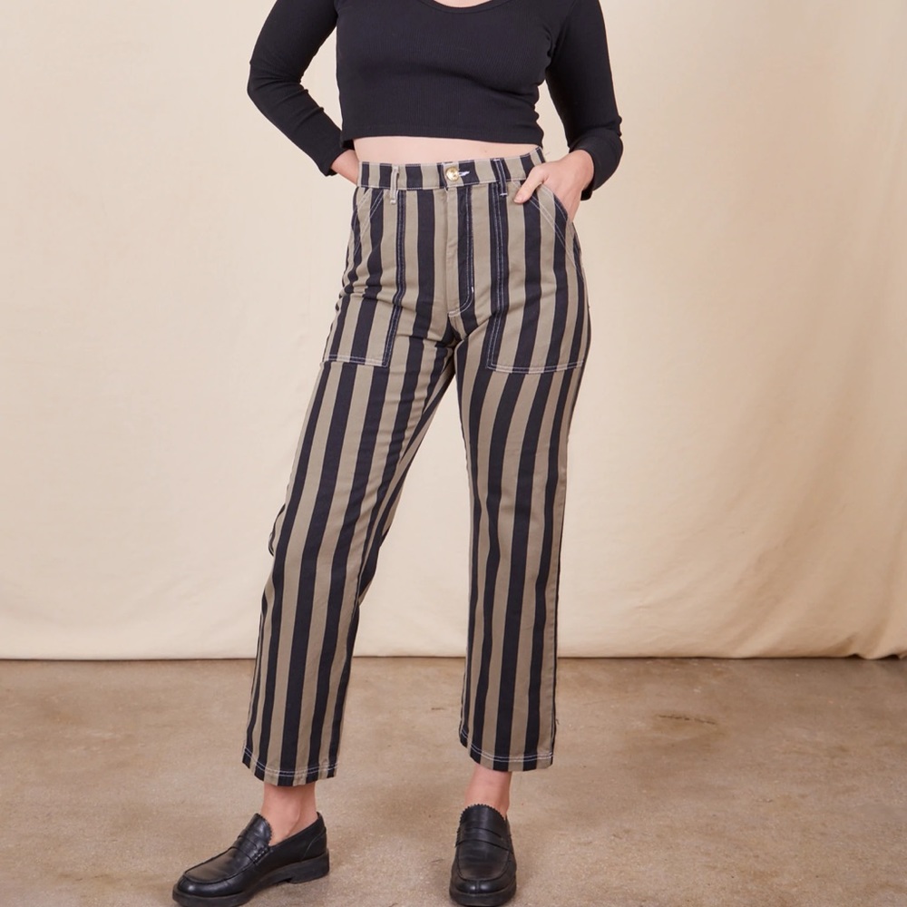Big Bud Press Black Striped Work Pants - Khaki Grey